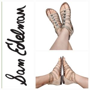 Sam Edelman Grant Pewter Beige Suede Gladiator Sandals Size 8M
